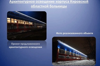 Архитектурное освещение корпуса Кировской областной больницы